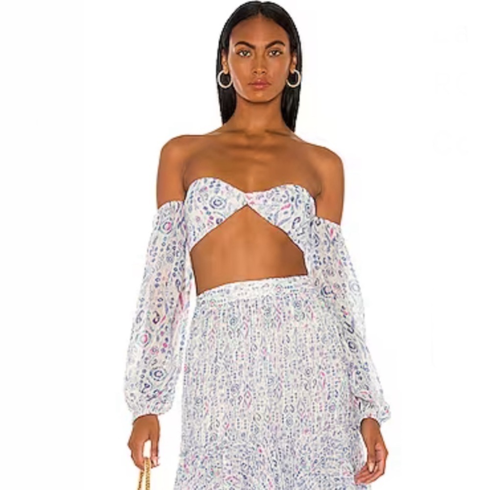 NWT‎ ROCOCO SAND Lada Crop Top in Blue Size Large